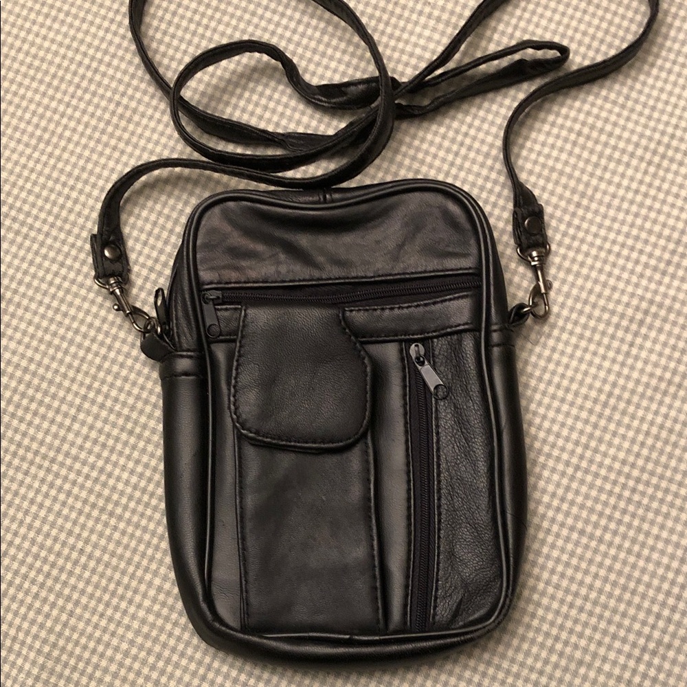Sleek Black Unisex Belt Bag/Crossbody/Organizer Travel Removable Strap #875